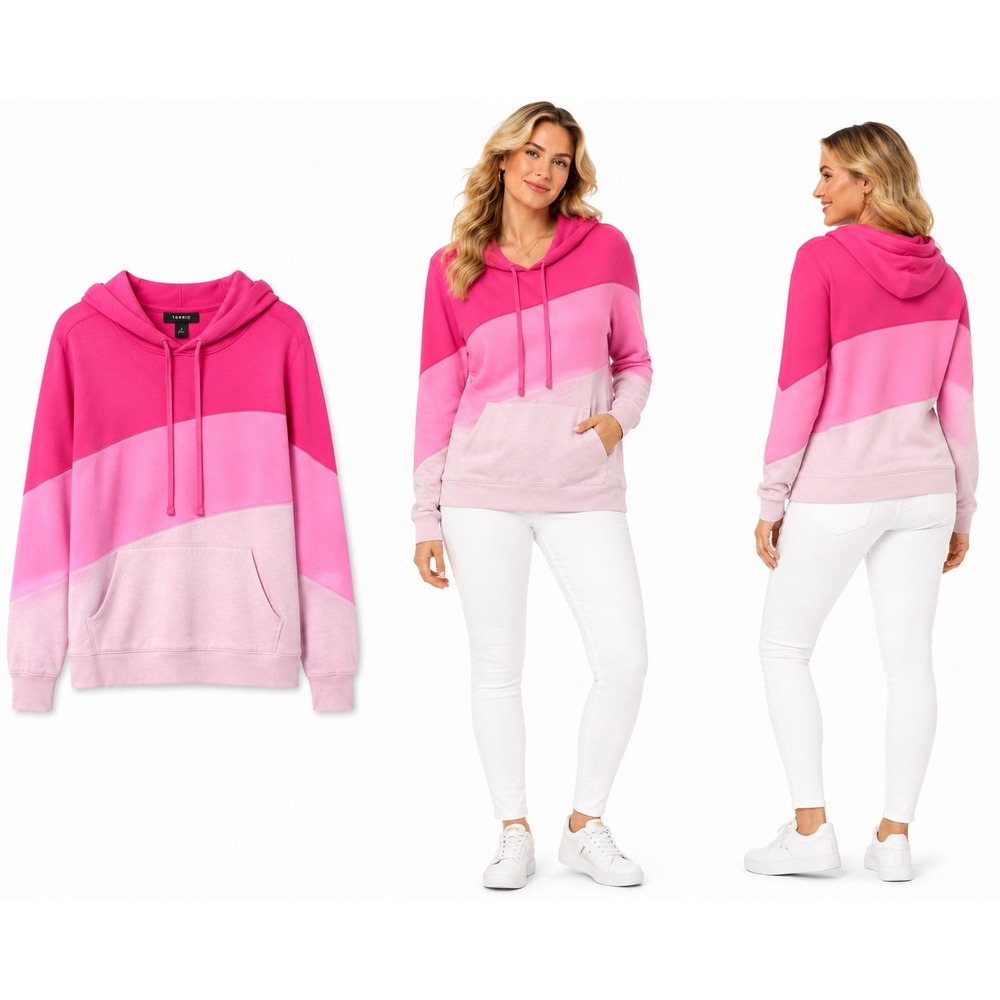 Torrid Hoodie 2 Colorblock Cozy Barbiecore‎ Streetwear Loungewear Athleisure